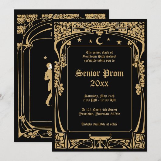 Art Nouveau Prom Kaart (Voorkant / Achterkant)