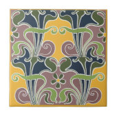 Art Nouveau Psychedelisch Bloemenpatroon Tegeltje (Voorkant)
