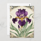 Art Nouveau Purple Iris Briefkaart (Voorkant / Achterkant)