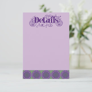 Art Nouveau Purple Thistle Wheel Vertical Informatiekaartje