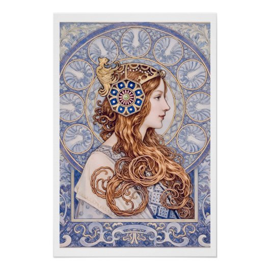 Art Nouveau Queen Portrait Perfect Poster (Voorkant)