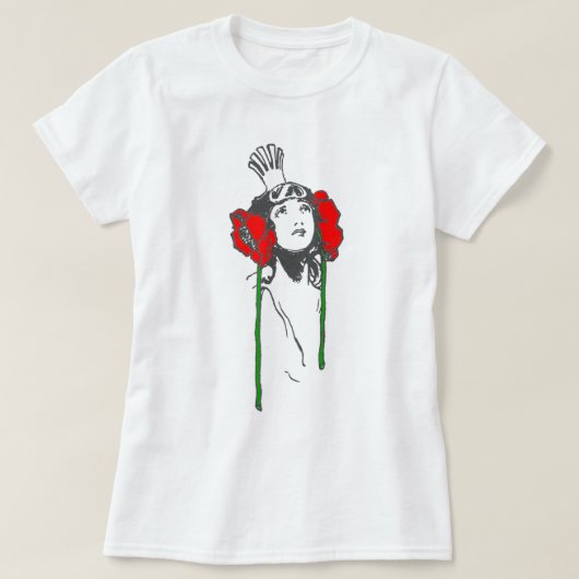 Art Nouveau Queen Red Poppies Ozma van Oz T-shirt (Design voorkant)