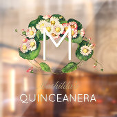 Art Nouveau Quinceanera Daisies Monogram 15 jaar Raamsticker (Vel 2)