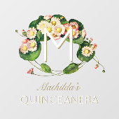 Art Nouveau Quinceanera Madeliefjes Monogram 15 Ja Raamsticker (Vel)