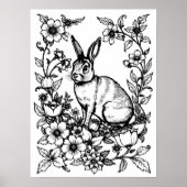 Art Nouveau Rabbit Coloring Poster 1 (Voorkant)