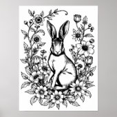 Art Nouveau Rabbit Coloring Poster 2 (Voorkant)