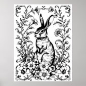 Art Nouveau Rabbit Coloring Poster 3 (Voorkant)