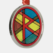 Art Nouveau Radio Rune of Balance Metalen Ornament (Rechts)