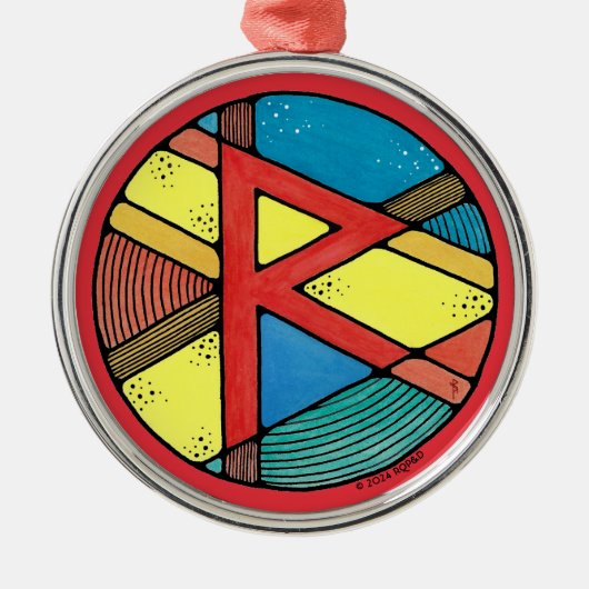 Art Nouveau Radio Rune of Balance Metalen Ornament (Voorkant)