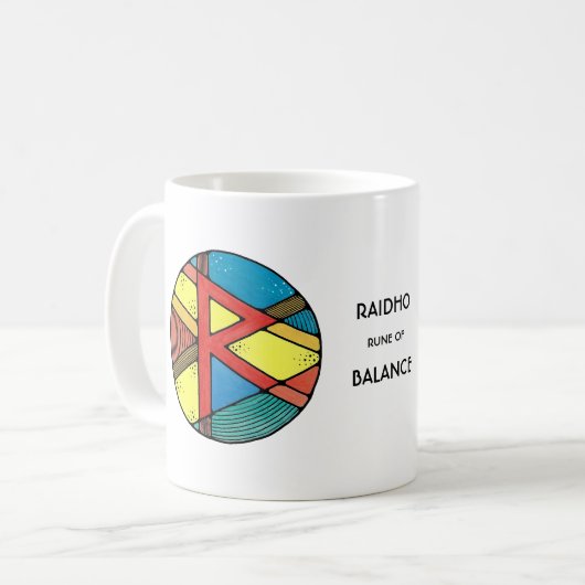 Art Nouveau Raidho Rune Mok - BALANS! (Voorkant links)