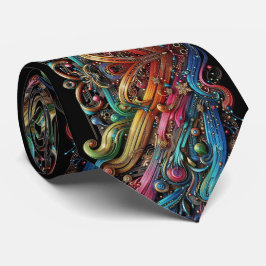 Art Nouveau Rainbow Circuit Board Necktie Stropdas