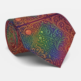 Art Nouveau Rainbow Circuit Board Necktie Stropdas