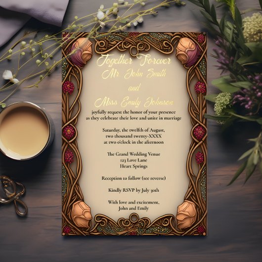 Art Nouveau Rand & Folie belettering - Folie Uitnodiging