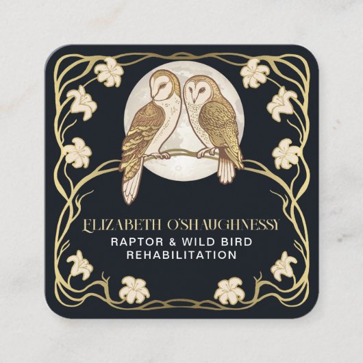 Art Nouveau Raptor Bird Rehabilitation Vierkante Visitekaartje (Voorkant)