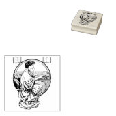 Art Nouveau Reading Books Rubber Stamp Rubberstempel (Gestempeld)