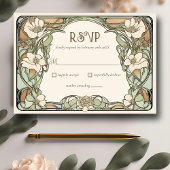 Art Nouveau Realistisch Bloemen Bruiloft Reactie K RSVP Kaartje
