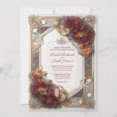 Art Nouveau Realistische Floral bruiloft uitnodigi Kaart (Voorkant)
