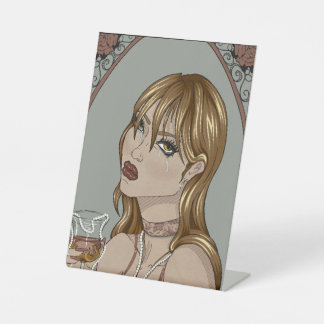 Art nouveau reclamebord met voetstuk