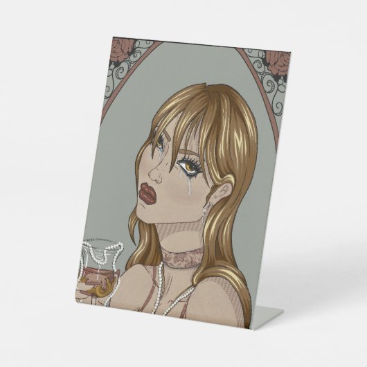 Art nouveau reclamebord met voetstuk (Voorkant)