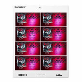 ART NOUVEAU RED BLACK GOLD DAMASK MONOGRAM, ruby Etiket (Full Sheet)