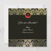 ART NOUVEAU RED BLACK GRAY WHITE DAMASK MONOGRAM KAART (Achterkant)