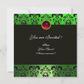ART NOUVEAU RED BLACK GREEN WHITE DAMASK MONOGRAM KAART (Achterkant)