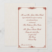 Art Nouveau Red Boundal Rehearsal Dinner Kaart (Voorkant / Achterkant)