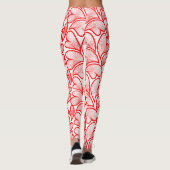 Art Nouveau Red Hearts Foliage Leggings (Achterkant)