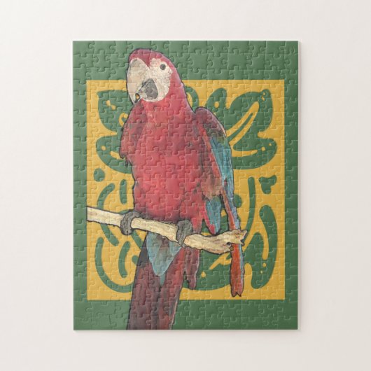 Art Nouveau Red Parrot Legpuzzel (Verticaal)