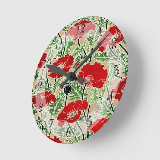  Art Nouveau Red Poppy Ronde Klok (Hoek)