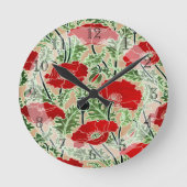   Art Nouveau Red Poppy Ronde Klok (Voorkant)