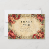 Art Nouveau Red Rose bruiloft Bedankkaart (Voorkant)