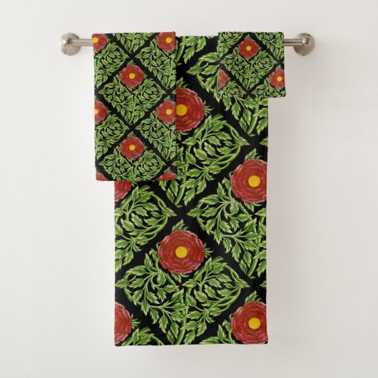 Art Nouveau Red Rose De Morgan Bad Handdoek (Insitu)