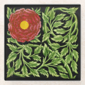 Art Nouveau Red Rose De Morgan Glazen Onderzetter (Voorkant)