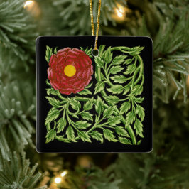 Art Nouveau Red Rose De Morgan Keramisch Ornament