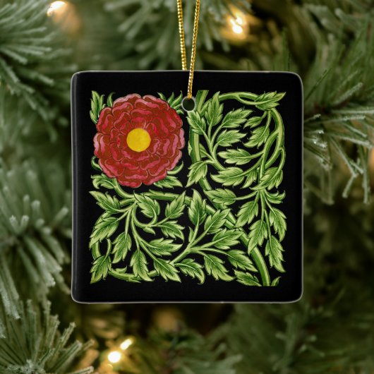 Art Nouveau Red Rose De Morgan Keramisch Ornament (Boom)