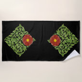 Art Nouveau Red Rose De Morgan Strandlaken (Voorkant)