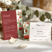 Art Nouveau Red Rose Greenery Wedding Details 