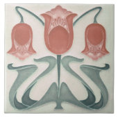 Art Nouveau Red Tulips Home Wall Decor Tegeltje (Voorkant)