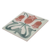 Art Nouveau Red Tulips Home Wall Decor Tegeltje (Zijkant)