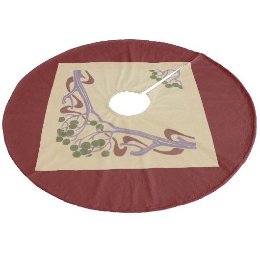 Art Nouveau Red Wine kerstboomrok, Janz Fleece Kerstboom Rok (Gekanteld)