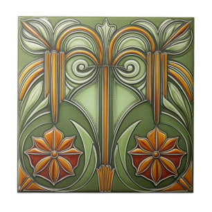 Art nouveau-reproductie in vintage stijl tegeltje
