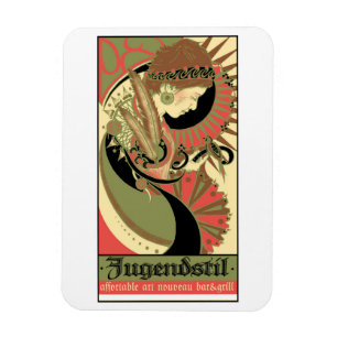 Art Nouveau, Restaurant, Advertisement Pos Magneet