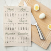 Art Nouveau Retro Bloemen Rood Poppy 2026 Kalender Theedoek (Quarter Fold)