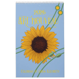 Art Nouveau Retro Bloemenkalender Kalender