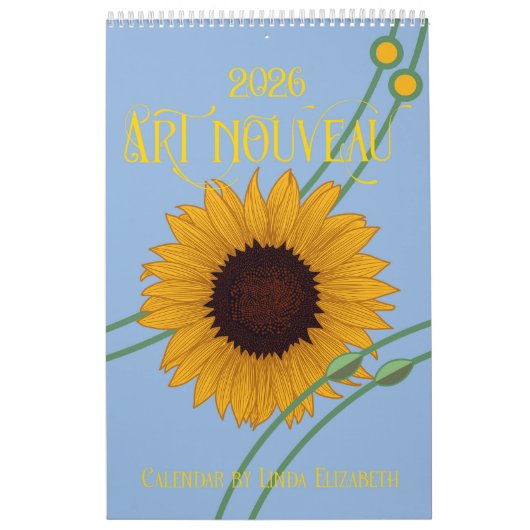 Art Nouveau Retro Bloemenkalender Kalender (Hoes)