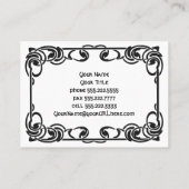 Art Nouveau Retro Chic Black Decorative Border Visitekaartje (Achterkant)