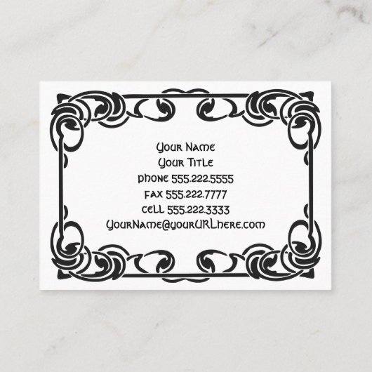 Art Nouveau Retro Chic Black Decorative Border Visitekaartje (Achterkant)