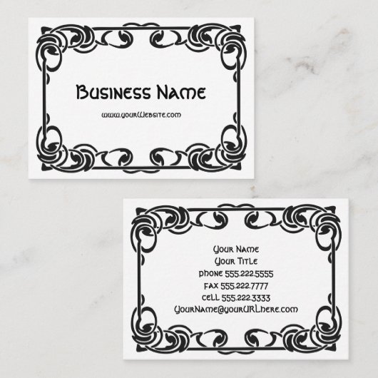Art Nouveau Retro Chic Black Decorative Border Visitekaartje (Voorkant / Achterkant)