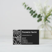 Art Nouveau Retro Chic Black White Floral Pattern Visitekaartje (Staand voorkant)